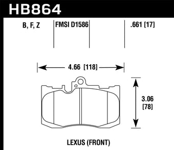compare product Hawk 13-17 Lexus GS350/GS350 F Sport / 12-17 Lexus IS350 HPS Street Front Brake Pads