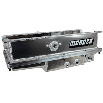 compare product Moroso SBF 351W 2 Piece External Wet Sump -16AN Aluminum Oil Pan