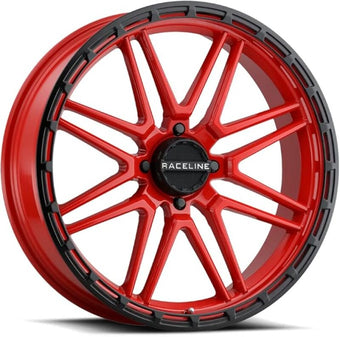 compare product Raceline A11RB Krank-XL 22x7in / 4x137 BP / 0mm Offset / 110.18mm Bore - Red/Black Wheel