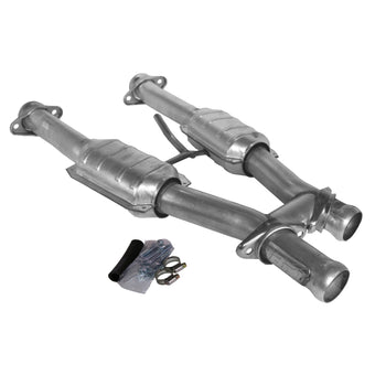 compare product BBK 79-93 Mustang 5.0 Short Mid H Pipe With Catalytic Converters 2-1/2 For BBK Long Tube Headers