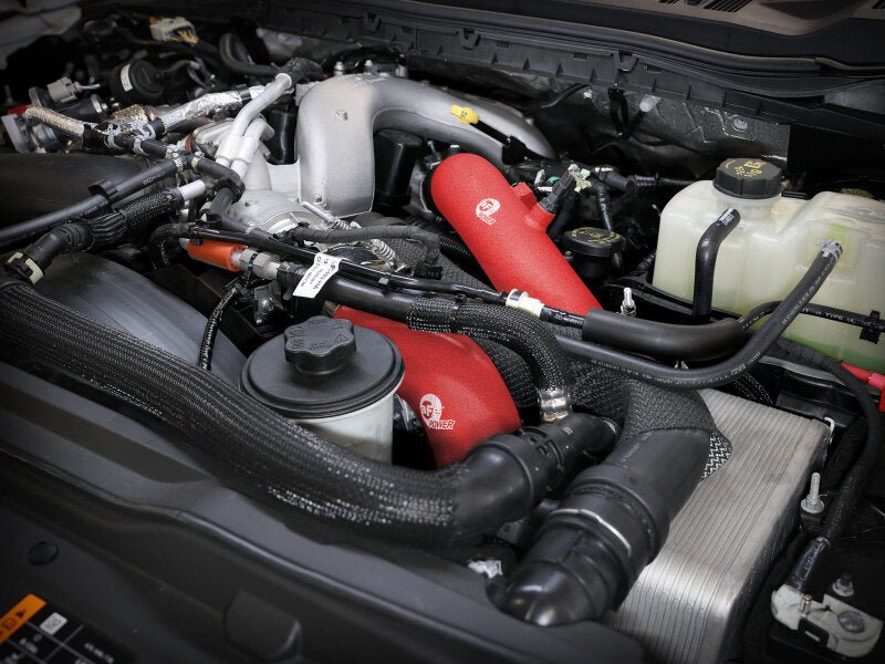aFe 23 - 25 Ford F250/F350 Super Duty V8 - 6.7L BladeRunner Aluminum Hot & Cold Charge Pipe Kit - Red - My Store