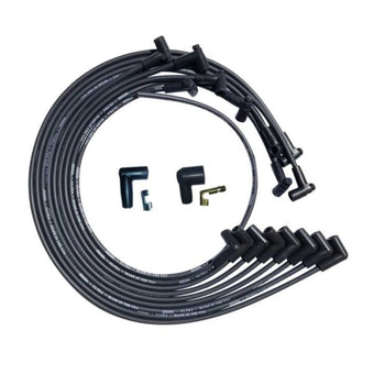 compare product Moroso SBC Under Header 90 Deg Plug HEI Dist Unsleeved Ultra Spark Plug Wire Set - Black