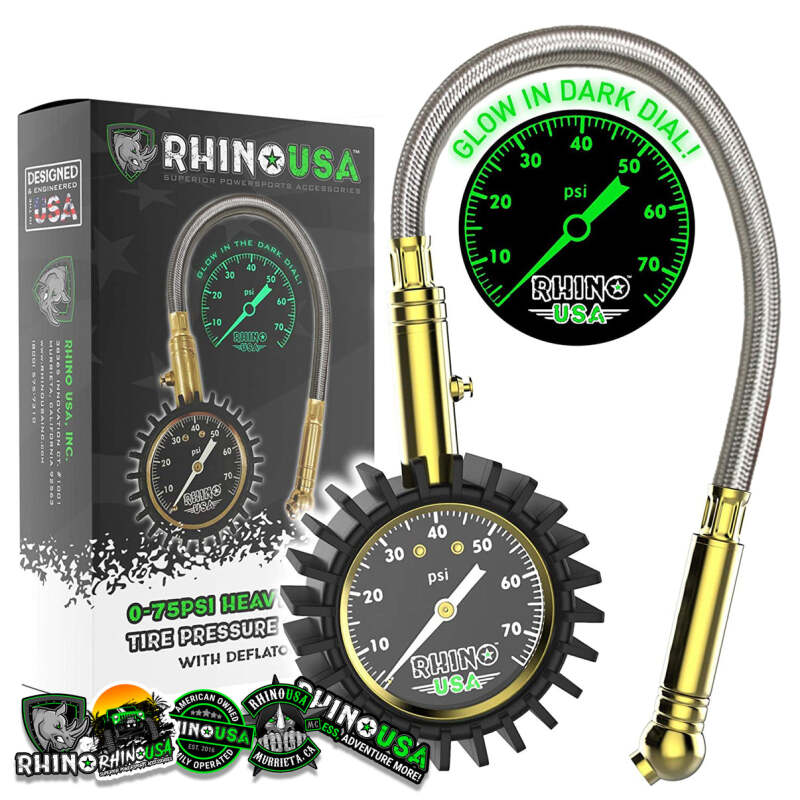 Rhino USA 75 Psi Analog Heavy Duty Tire Pressure Gauge - My Store