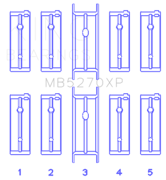 compare product King Engine Bearings 03-05 Dodge Neon SRT4 2.4L (Size .025 Oversized) Performance Main Bearing Set