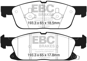 compare product EBC 2016+ Lincoln Continental (10th Gen) 2.7L Twin Turbo Ultimax2 Front Brake Pads