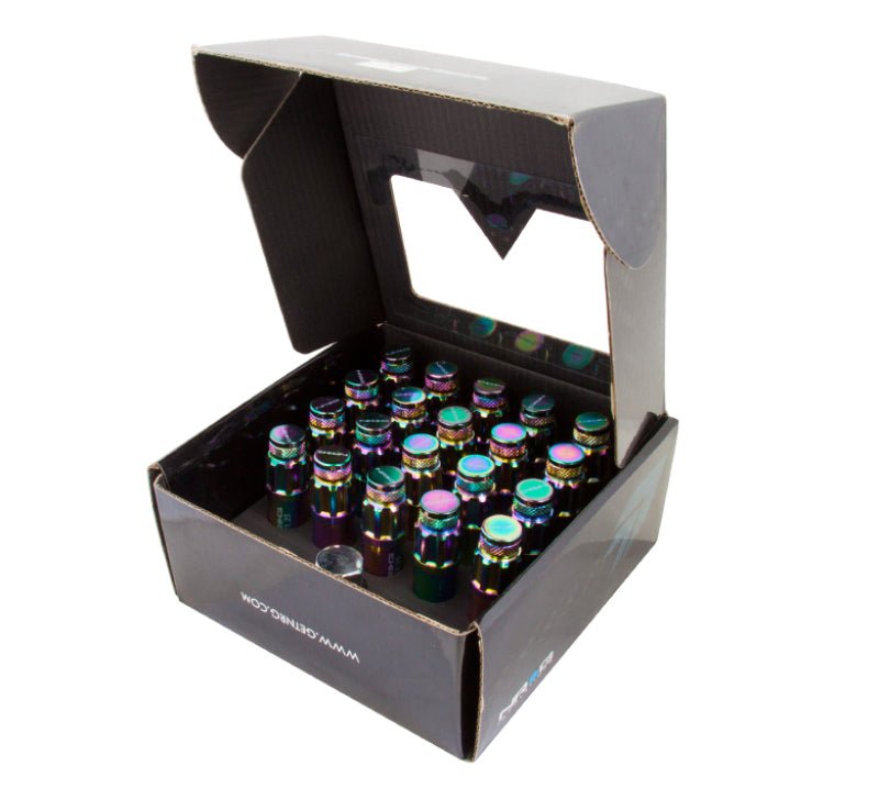NRG 700 Series M12 X 1.25 Steel Lug Nut w/Dust Cap Cover Set 21 Pc w/Locks & Lock Socket - Neochrome - My Store