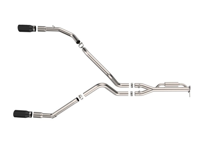 aFe 21 - 24 Ford F - 150 Vulcan Series 3 IN to 3 - 1/2 IN Stainless Steel Cat - Back Exhaust System - Black - My Store