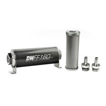 compare product DeatschWerks Stainless Steel 3/8in 10 Micron Universal Inline Fuel Filter Housing Kit (160mm)