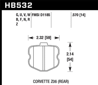 compare product Hawk 06-10 Chevy Corvette (OEM Pad Design) Rear HPS Street Brake Pads