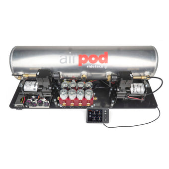 compare product Ridetech RidePro E5 Air Ride Control System 5Gal Dual Compressor AirPod Hi-Flow Big Red 3/8in Valves