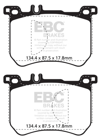 compare product EBC 15+ Mercedes-Benz SL400 3.0 Twin Turbo Yellowstuff Front Brake Pads