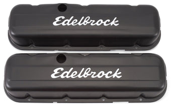compare product Edelbrock Valve Cover Signature Series Chevrolet 1965 and Later 396-502 V8 Low Black