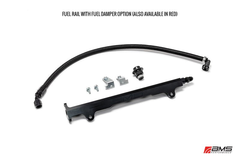 AMS Performance 08 - 15 Mitsubishi EVO X CNC Machined Aluminum Fuel Rail w/Pulsation Dampener - Red - My Store