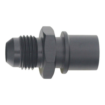 compare product DeatschWerks 6AN Male Flare to Toyota Module Quick Connect - Anodized Matte Black