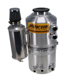 compare product Peterson Fluid Systems Tank Drag 2.3 Gallon -12AN Dual Return w/ Catch Can