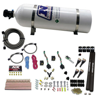 compare product Nitrous Express 4 Cyl SX2 Nozzle Nitrous Kit (100-300HP x 2) w/15lb Bottle