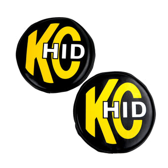 compare product KC HiLiTES 8in. Round Soft Cover HID (Pair) - Black w/Yellow Brushed KC Logo