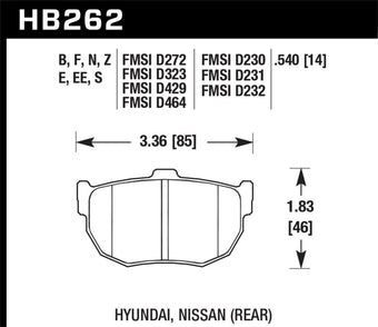 compare product Hawk 89-97 Nissan 240SX SE Blue 9012 Race Rear Brake Pads