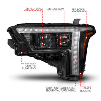 compare product ANZO 22-24 Toyota Tundra (w/Factory LED Refl.) Z-Series Full LED Proj Headlights - Driver Side ONLY