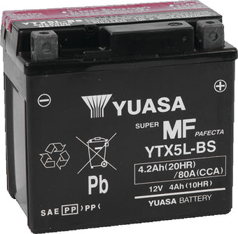 compare product Yuasa YTX5L-BS Maintenance Free AGM 12-Volt Battery w/Bottle
