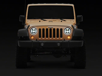 compare product Raxiom 07-18 Jeep Wrangler Axial Series 7-Inch LED Headlights w DRL/ Black Housing - Clear Lens