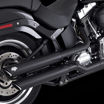 compare product Vance & Hines HD Softail 07-17 Fatboy Twin Slash Chrome Slip-On Exhaust