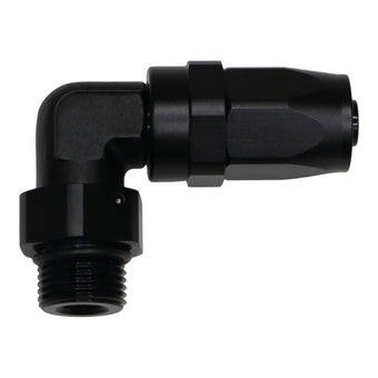 compare product DeatschWerks 8AN ORB Female Swivel 90-Degree Hose End CPE - Anodized Matte Black
