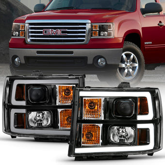 compare product ANZO 2007-2013 GMC Sierra 1500 Projector Headlight Plank Style Black w/ Clear Lens Amber