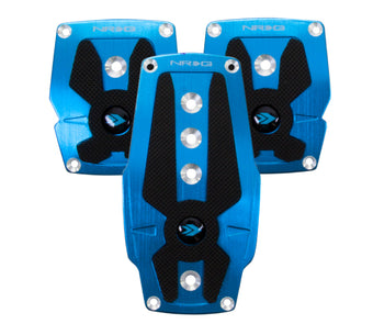 compare product NRG Brushed Aluminum Sport Pedal M/T - Blue w/Black Rubber Inserts