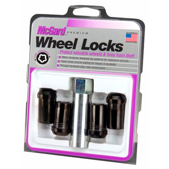 compare product McGard Wheel Lock Nut Set - 4pk. (Tuner / Cone Seat) M14X1.5 / 1in. Hex / 1.935in. Length - Black