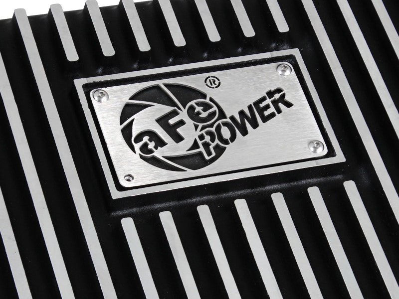aFe POWER Transmission Pan Ford Trucks 80 - 92 (AOD Transmission) - Black w/ Machined Fins - My Store