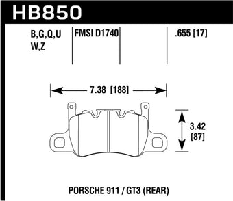 compare product Hawk Audi 14-19 Porsche 911 / 2016 Cayman / 17-19 Panamera PC Rear Brake Pads w/ Carbon Ceramics