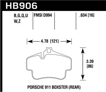 compare product Hawk 2020 Porsche 718 Boxster 2.0L Base Ceramic Composite Brakes Rear ER-1 Brake Pads