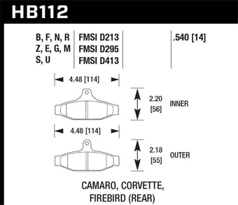 compare product Hawk 84-96 Corvette /88.5-97 Pontiac Firebird Blue 9012 Race Rear Brake Pad
