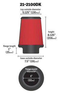AEM 6 in DRY Flow Short Neck 9 in Element Filter - My Store
