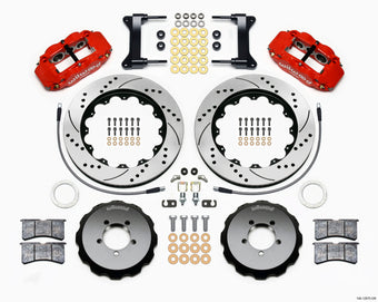 compare product Wilwood Narrow Superlite 6R Front Hat Kit 14.00in Drilled Red 1999-2012 Subaru WRX w/Lines
