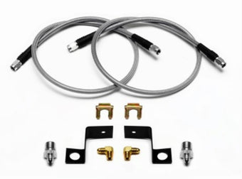 compare product Wilwood Flexline Kit 30 inch -3 M10-1.0 IF 1/8 NPT 90 Degree
