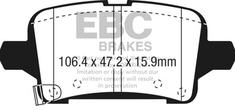 compare product EBC 2016+ Chevrolet Malibu 1.5L Turbo (Elec PB) Yellowstuff Rear Brake Pads