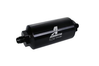 compare product Aeromotive In-Line Filter - (AN-6 Male) 40 Micron Stainless Mesh Element Bright Dip Black Finish