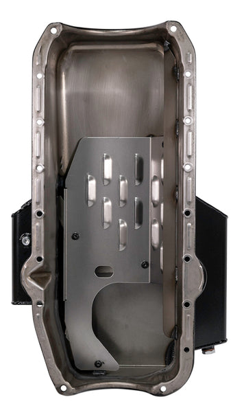 compare product Moroso Pre-80 Chevrolet SBC (w/2 Pc Seal & Low Clearance) Wet Sump 7qt 7in Steel Oil Pan - Black
