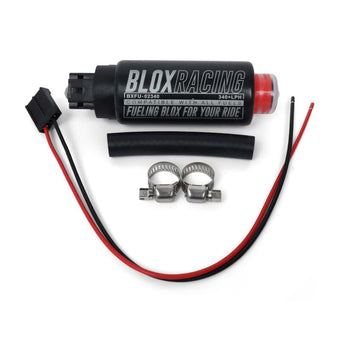 compare product BLOX Racing 320LPH Electric Fuel Pump E85 In-tank - Offset Inlet