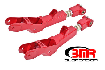 compare product BMR 10-15 5th Gen Camaro Lower Control Arms Rear On-Car Adj. (Polyurethane) - Red