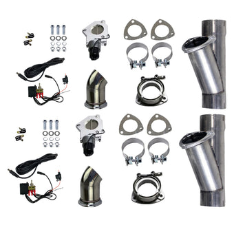 compare product Granatelli 2.25in Alum Mild Steel Electronic Dual Slip Fit Exhaust Cutout w/Band Clamps