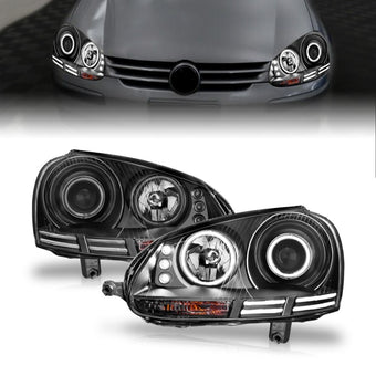 compare product ANZO 2006-2009 Volkswagen Rabbit Projector Headlights w/ Halo Black (CCFL)