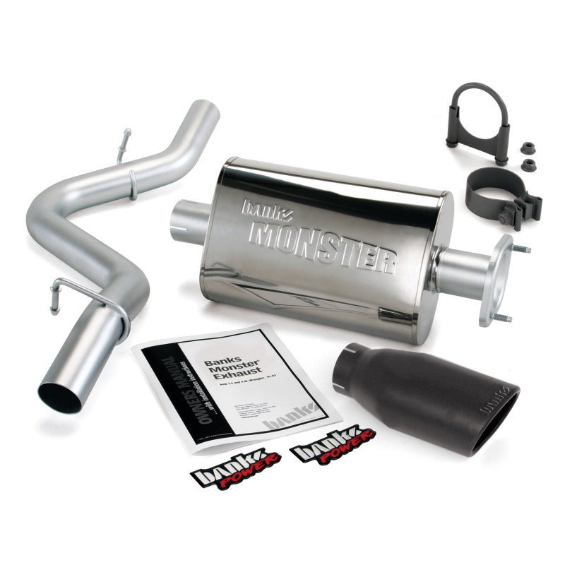 Banks Power 04 - 06 Jeep 4.0L Wrangler Unlimited Monster Exhaust Sys - SS Single Exhaust w/ Black Tip - My Store