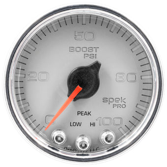 compare product Autometer Spek-Pro Gauge Boost 2 1/16in 100psi Stepper Motor W/Peak & Warn Slvr/Chrm