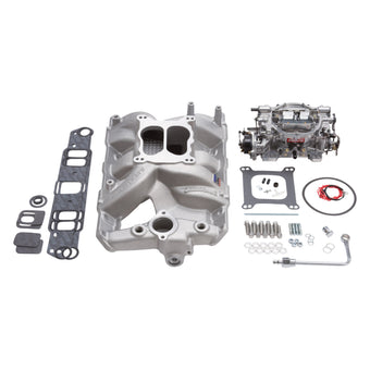 compare product Edelbrock Manifold And Carb Kit Performer RPM Pontiac Natural Finish