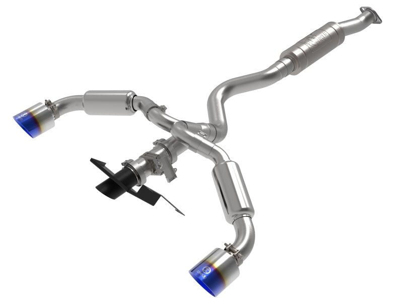 aFe 23 - 24 Toyota GR Corolla L3 1.6L (t) Gemini XV 3in to 2 - 1/2in Cat Back Exhaust w/ Blue Flame Tips - My Store