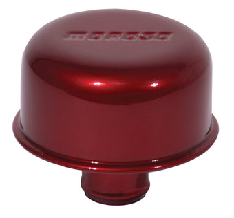 compare product Moroso Valve Cover Breather - 1.22in Diameter - One Piece Push-In Type - Red Powder Coat