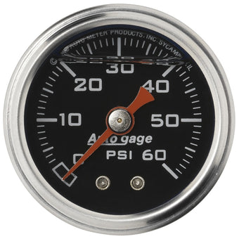 compare product Autometer AutoGage 1.5in Liquid Filled Mechanical 0-60 PSI Fuel Pressure Gauge - Black